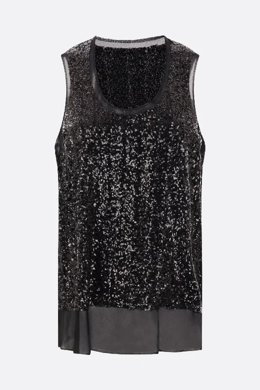 Dive Into Trendy Styles sequinned georgette sleeveles top