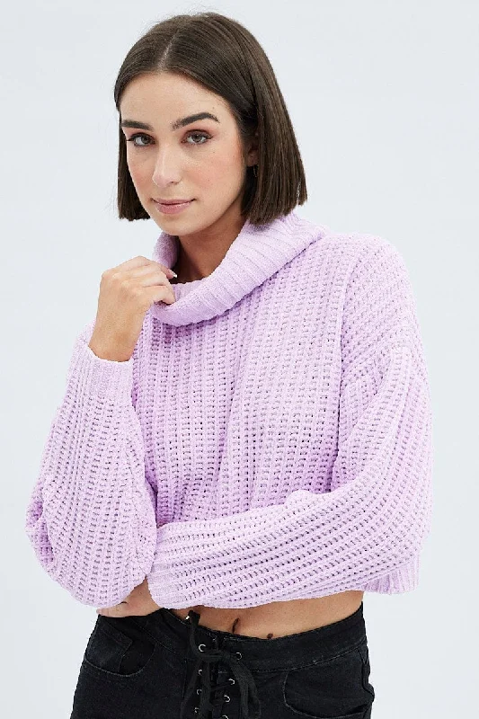 New Season Fashion Preview Sale Pink Knit Jumper Turtle Neck Chenille