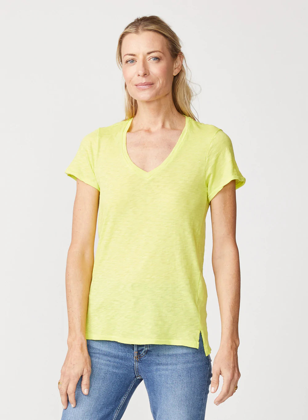 Classic Elegance Sales Supima Slub Jersey V Neck T Shirt - Pear