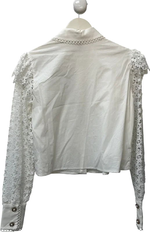 Seize Bargains River Island White Frill Cut Out Sleeve Shirt UK 6