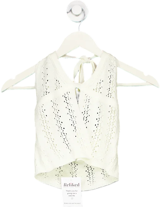 Limited Time Offer Tiger Mist White Crochet Halter Top UK S