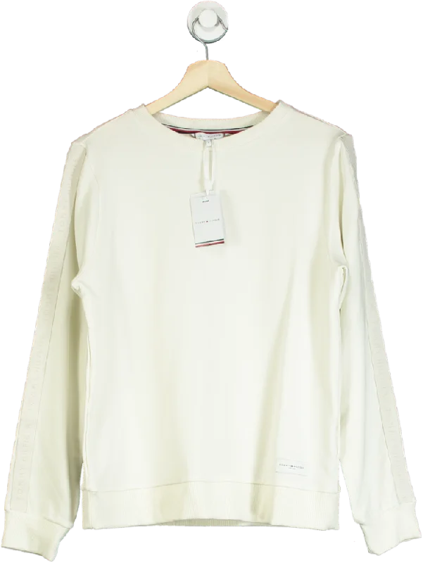 Street Style Discounts Tommy Hilfiger Cream Established Track Pyjama Top UK S/M