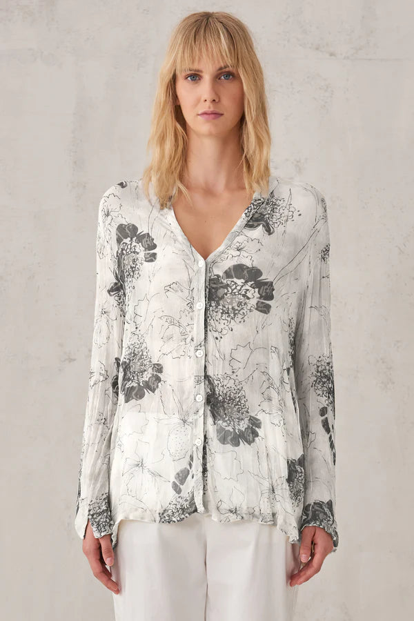 Trendy Styles Printed Viscose Crepe Shirt - White