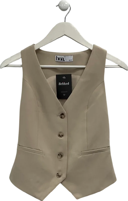 Seasonal Sale BOA Beige Classic Tailored Waistcoat UK XS