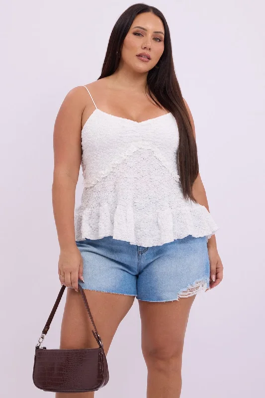 Flash Sales White Baby doll Singlet Top