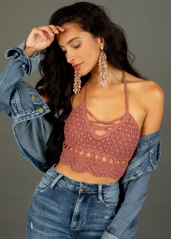 Season Sale Kindred Crochet Top in Cedarwood