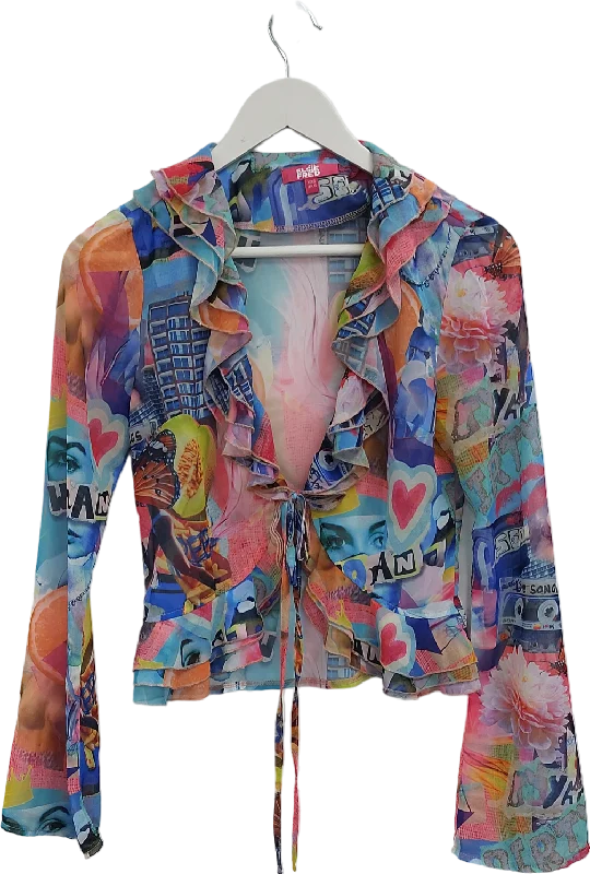 Best Sellers Elsie & Fred Multicoloured Graphic Print Chiffon Shirt UK XXS