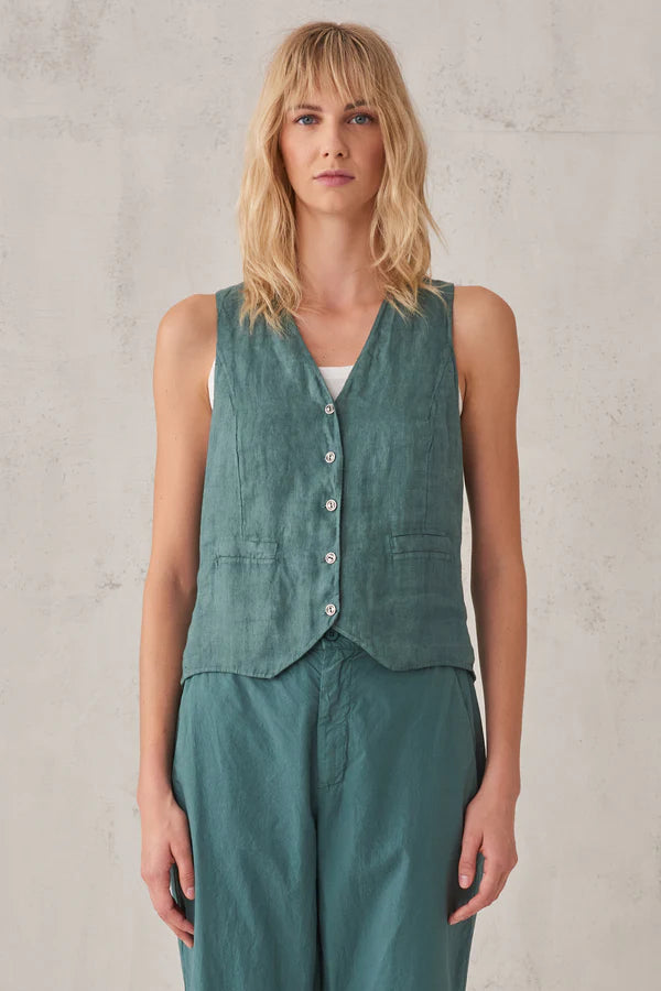 Hot Sale V Neck Linen Waistcoat - Octanium