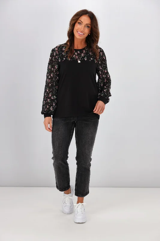 Timeless Elegance Sale Shine On Label Loretta Contrast Top Black