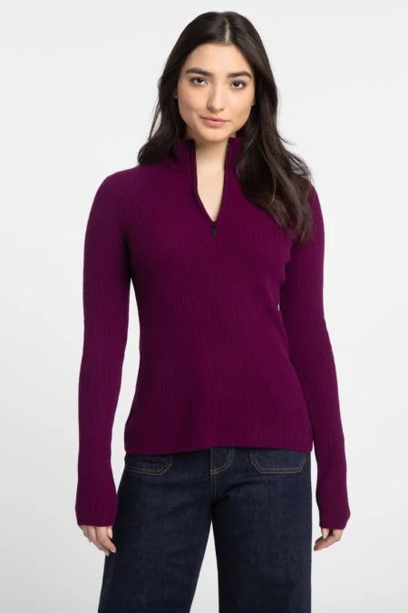 Trendy Threads Kinross Cashmere Rib Zip Mock