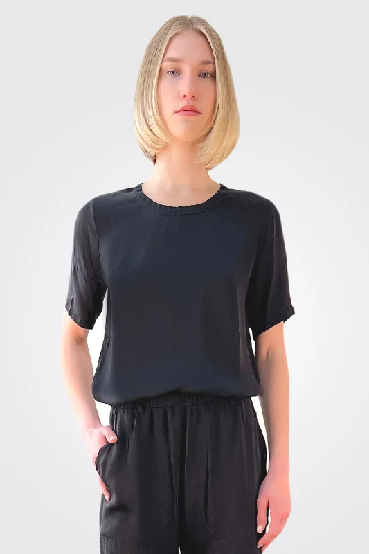 Chic Style, Always In Vogue Silk Shirt -Black