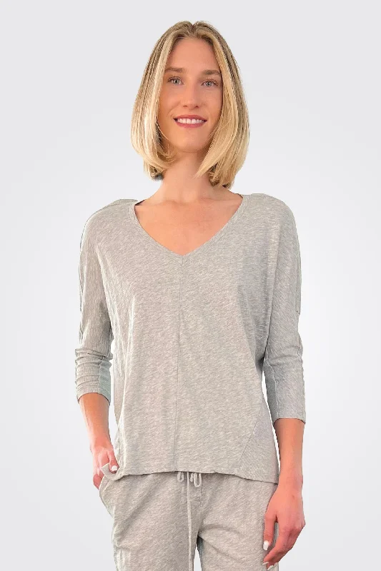 Special Offers, Don't Miss Leni V Neck Dolman Shirt - Heather Grey