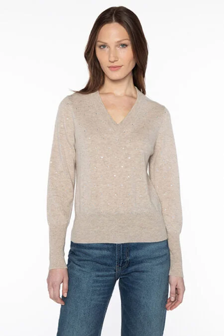 Trendy Women's Wear Collection Kinross Cashmere Crystal Vee