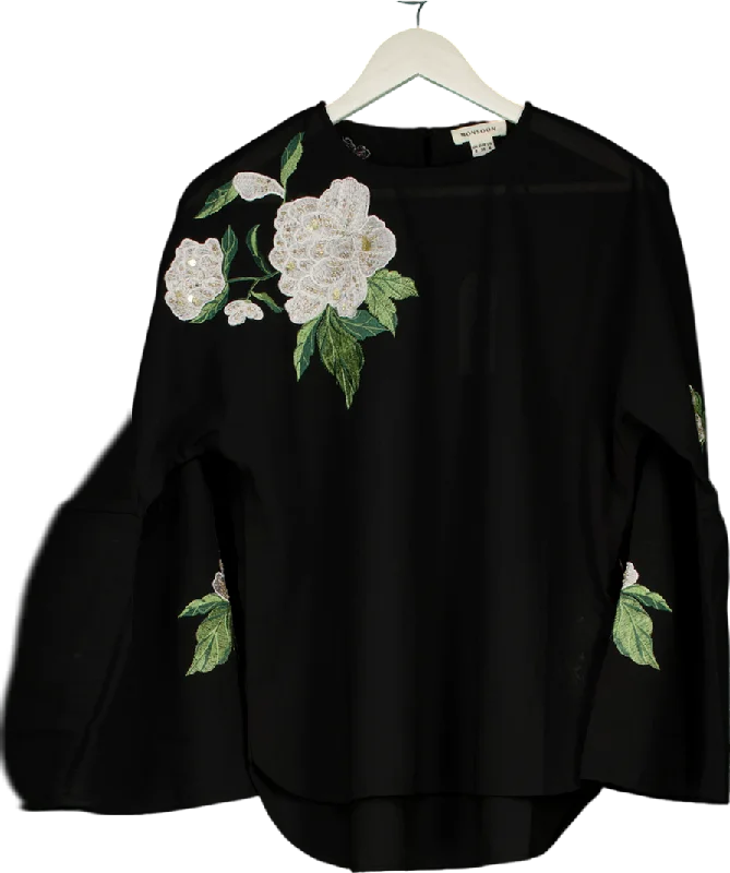 Weekend Exclusive Monsoon Black Embroidered Flower Shirt UK 8