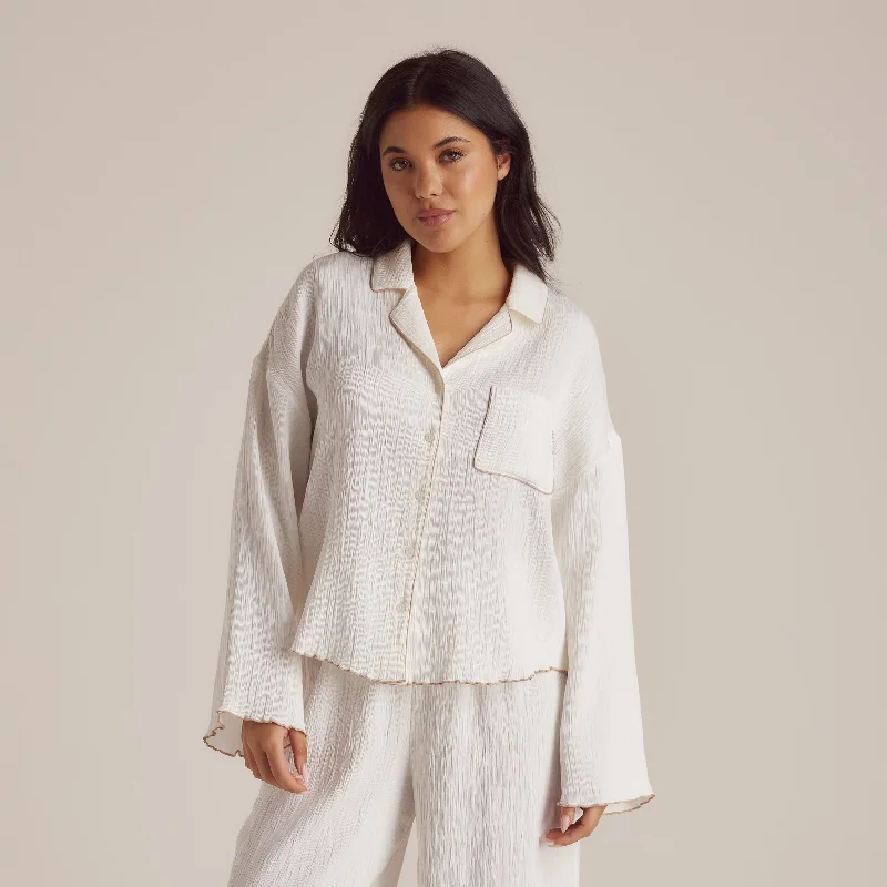 Classic Modern Offers Crinkle Pyjama Shirt - White