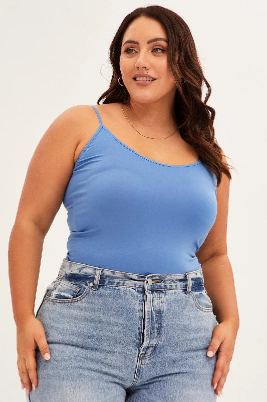 Easy Elegance Sales Blue Seamless Singlet Top