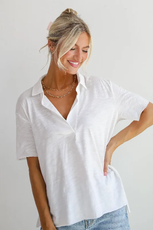 Flash Sale Fever FINAL SALE - Sweetest Look Off White Collared Top