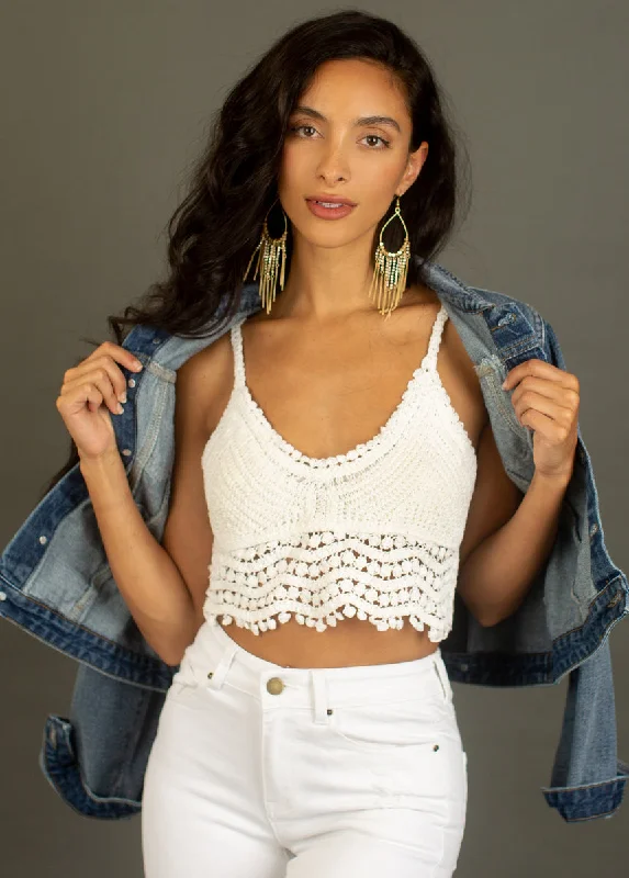 Evening Elegance Sonnet Crochet Top in White