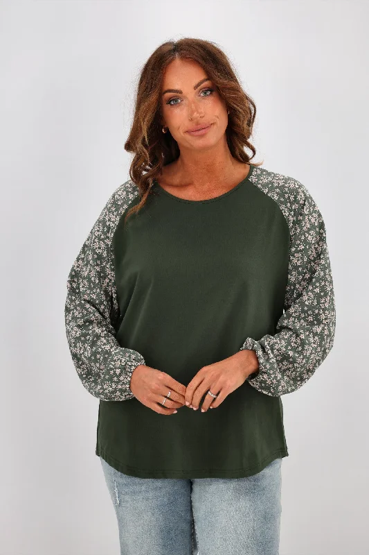 Elevated Casual Discounts Shine On label Kylie Top w Twig Sleeves