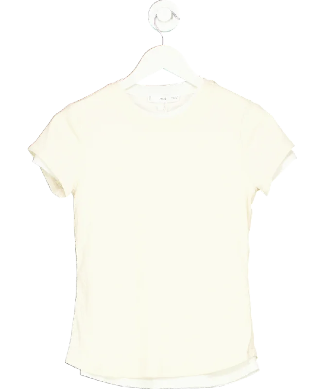 New Arrivals MANGO Cream Ribbed Top UK S