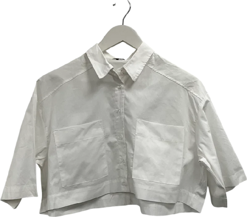 Edgy Fashion Deals Fashion Nova White Busy Weekends Poplin Shirt UK XS