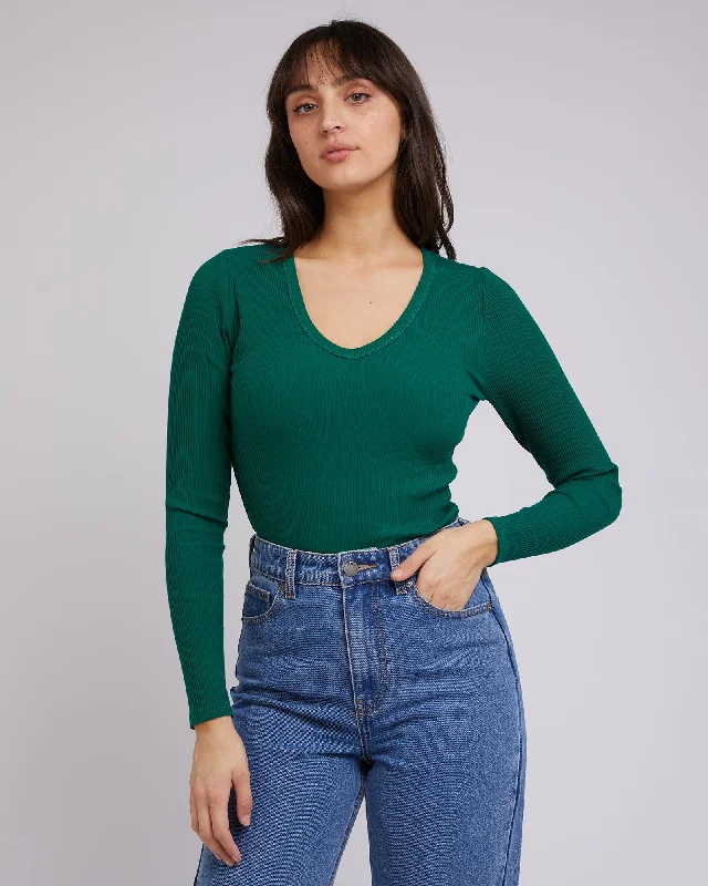 Flash Sale All About Eve Rib V Neck L/S Top Emerald