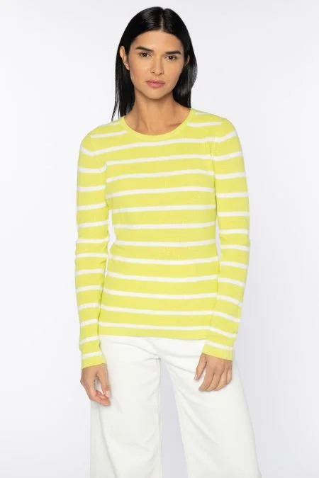 Comfortable Chic Kinross Cashmere Thermal Striped Crew