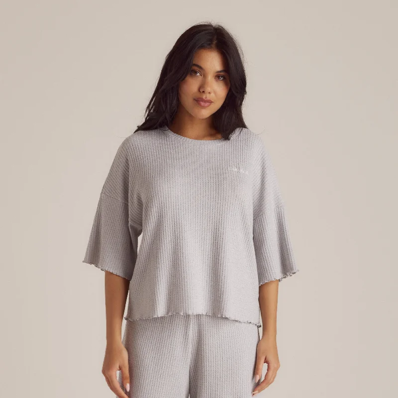 Modern Chic Discounts Soft Waffle Pyjama Top - Frost