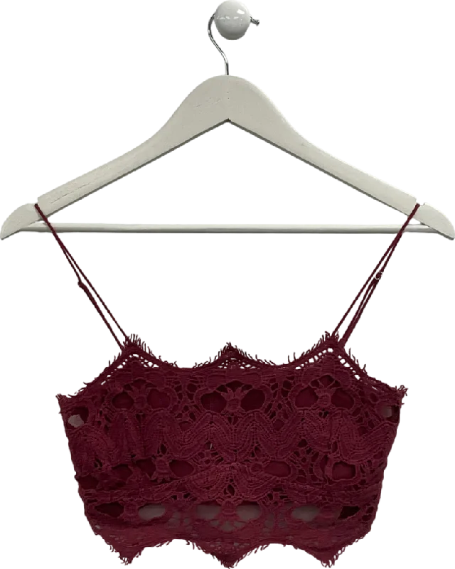 Budget Saver Free People Athena Scallop Crochet Bralette in Wine  UK S