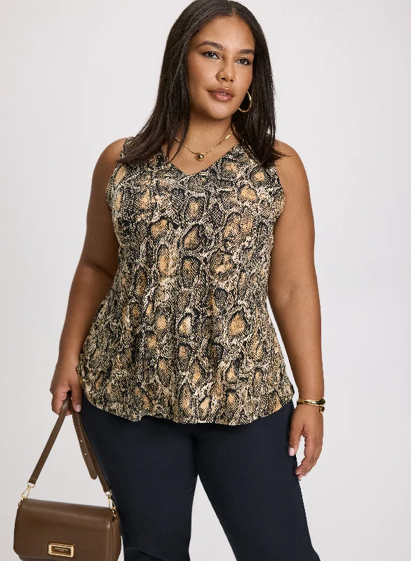 Classy Style Discounts Snake Print A-Line Top