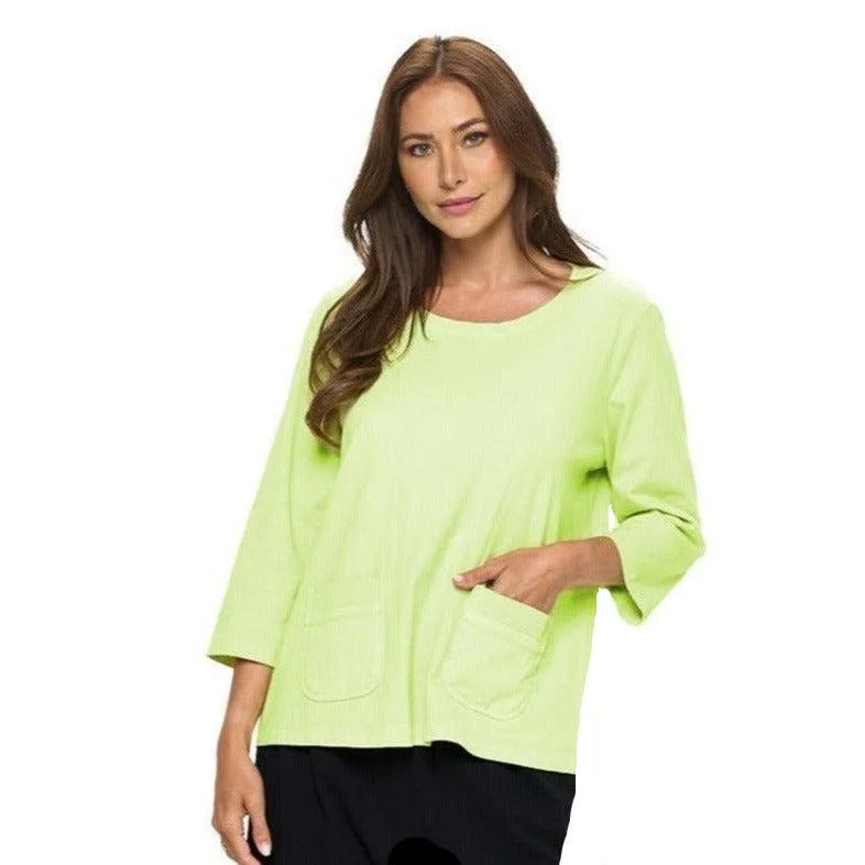 Step Ahead, Lead The Trend Soft Knit Pocket Top in Key Lime - C2003-KL