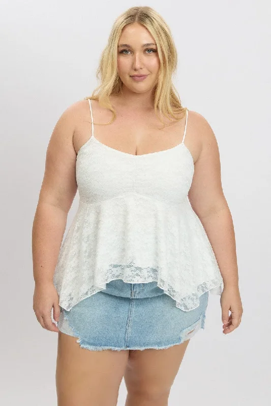 Limited Time Offers White Lace Singlet Top