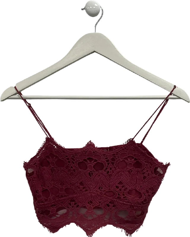 Shop Sale Items Free People Athena crochet lace scalloped Bralette In Wine UK M