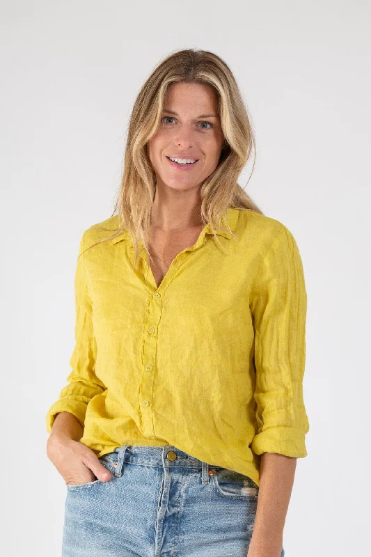 Fashion Forward Romy Linen Shirt - Golden Olive