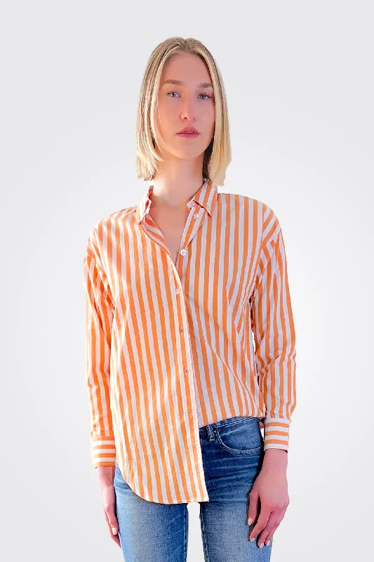 Easy Elegance Sales Striped Boyfriend Shirt - Orange