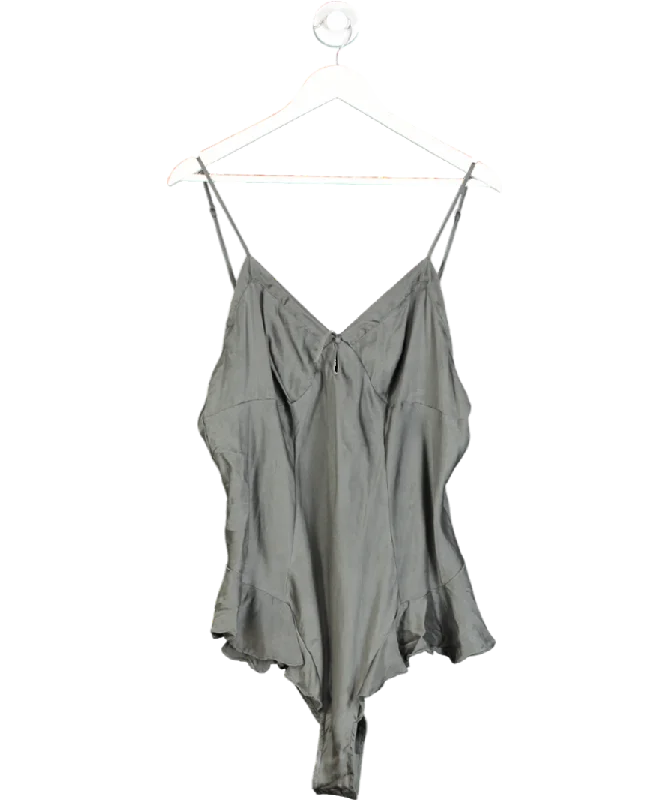 Fashion Essentials SKIMS Grey Strappy Silk Teddy UK XXL