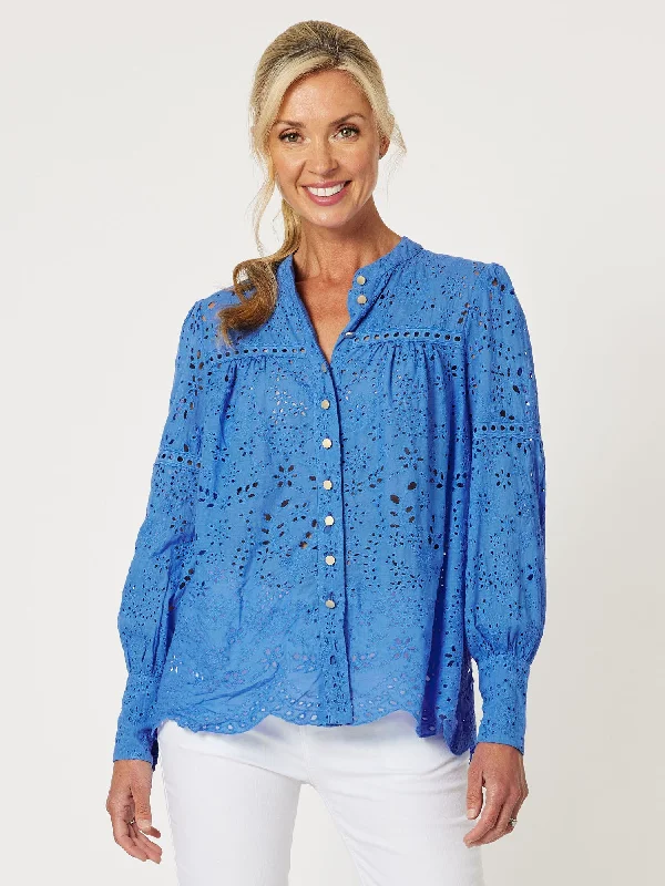 Huge Markdowns Gordon Smith Limani Broderie Shirt Cornflower