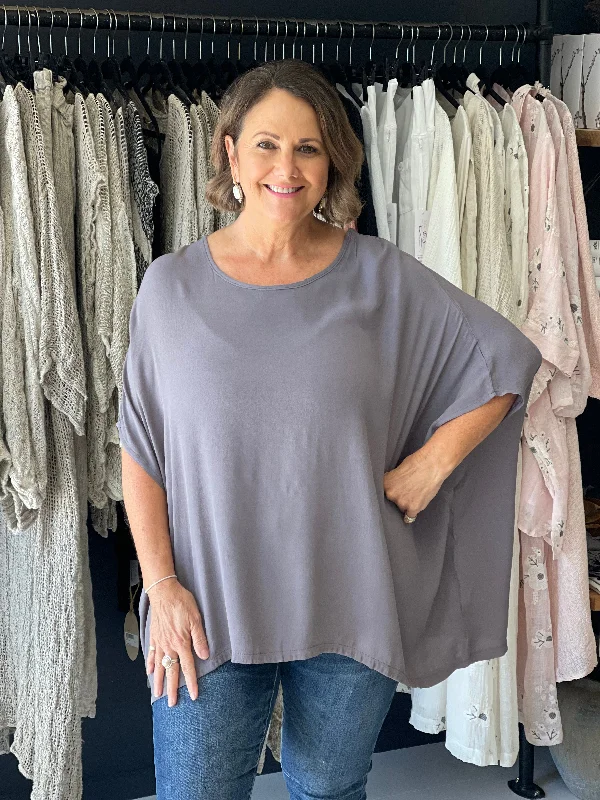 Trendy Pulse Katie Drape Top Charcoal