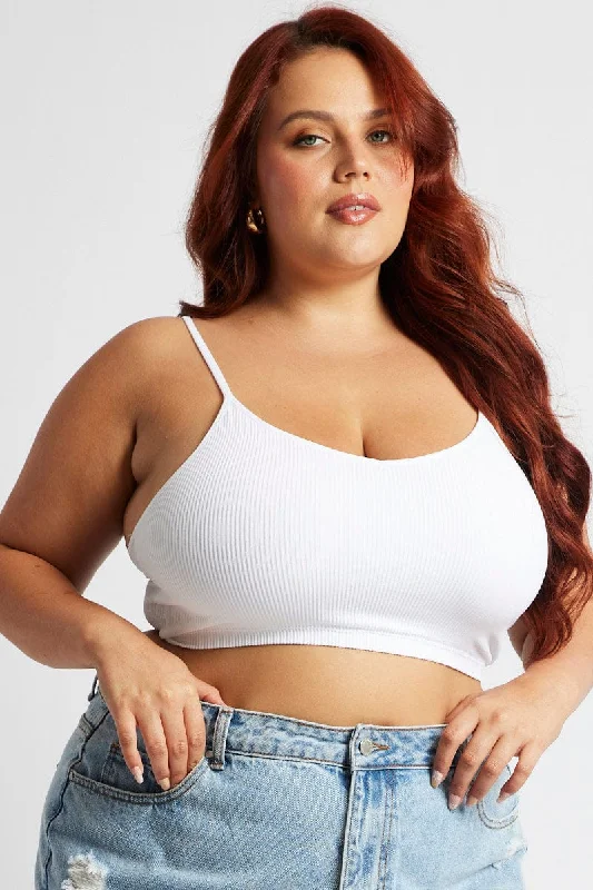 Everyday Elegance Sale White Bralette V-neck Seamless