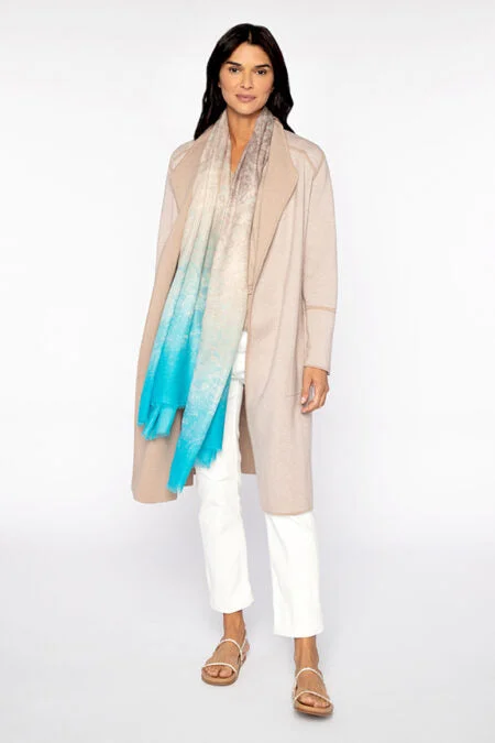 Season Sale Kinross Cashmere Ombre Reef Print Scarf - Pacific