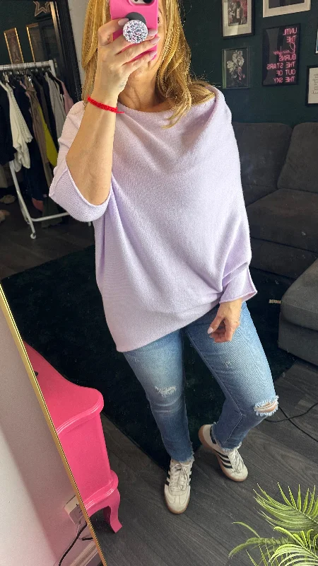 New Season Fashion Preview Sale 3/4 sleeve asymmetric jumper