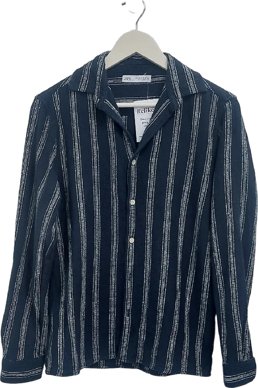 Best Deals Of The Season ZARA Blue Textured Stripe Shirt UK S