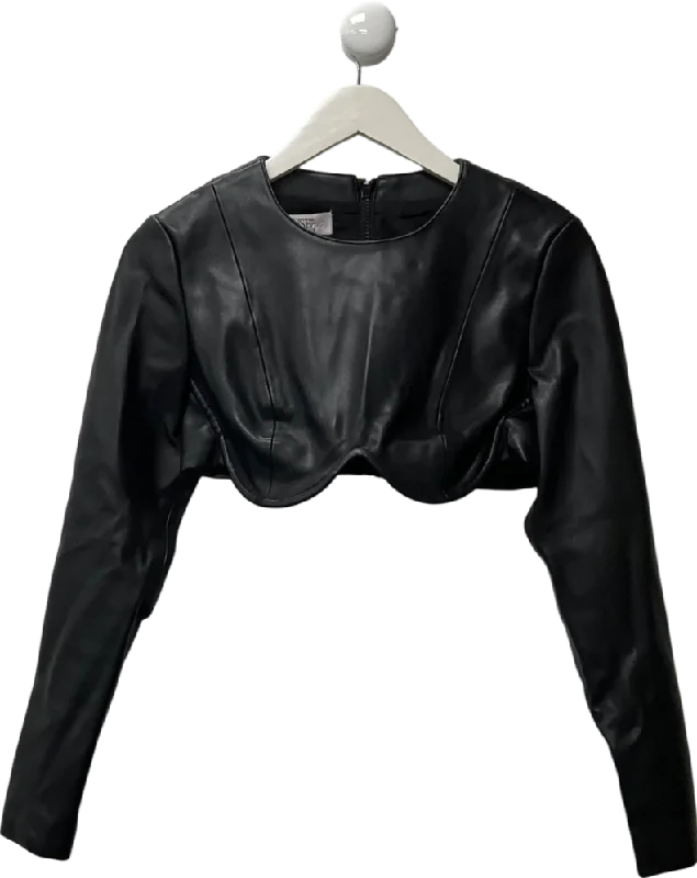 Effortless Style, Endless Impact House of CB Esme Black Vegan Leather Shaped Bust Top UK M