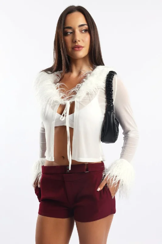 Big Discounts White Top Faux Fur Neckline And Cuff