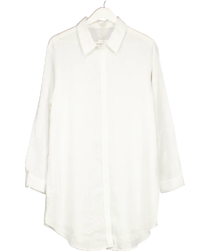 Cozy Chic Promotions MANGO White Linen Long Shirt UK 12