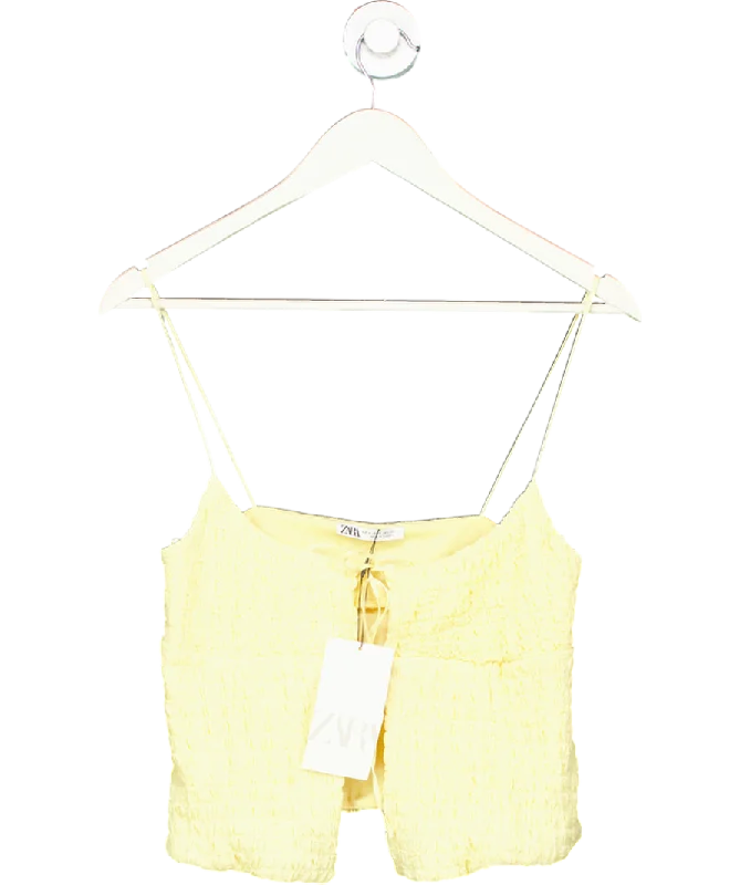 Inspired By You, Designed For You ZARA Yellow Shirred Tie Front Top UK S