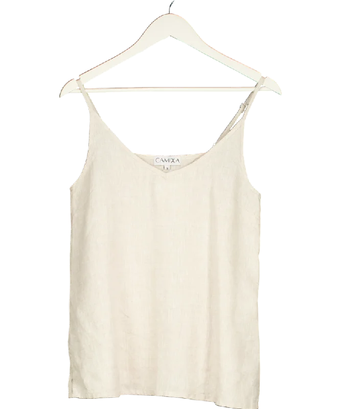 Luxury Fashion Discounts CAMIXA Beige Cami-v Natural Linen Top UK S