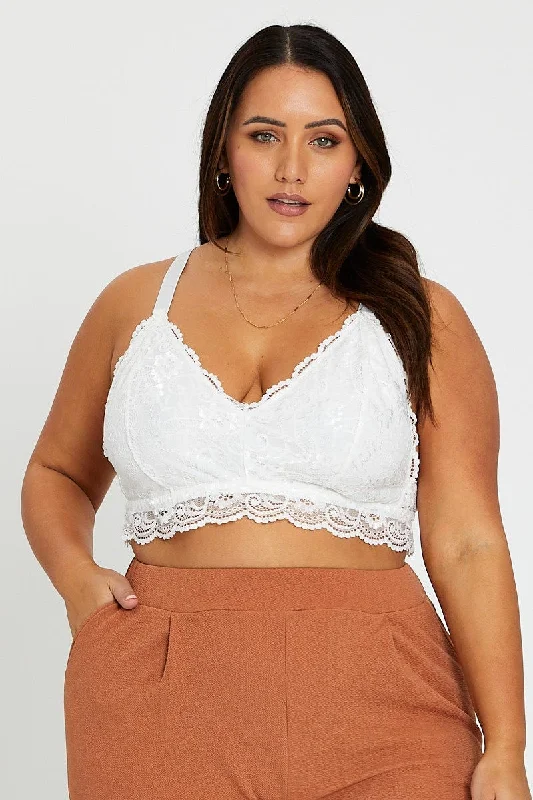 Unbeatable Prices White Basic Lace Bralette