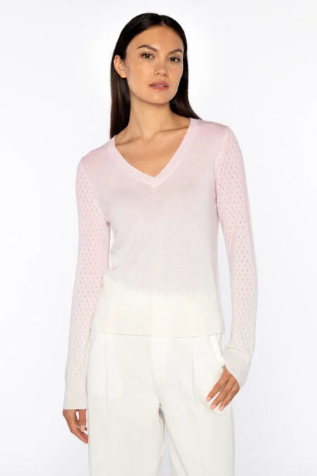 Fashion Forward Femininity Kinross Cashmere Ombre Pointelle Vee