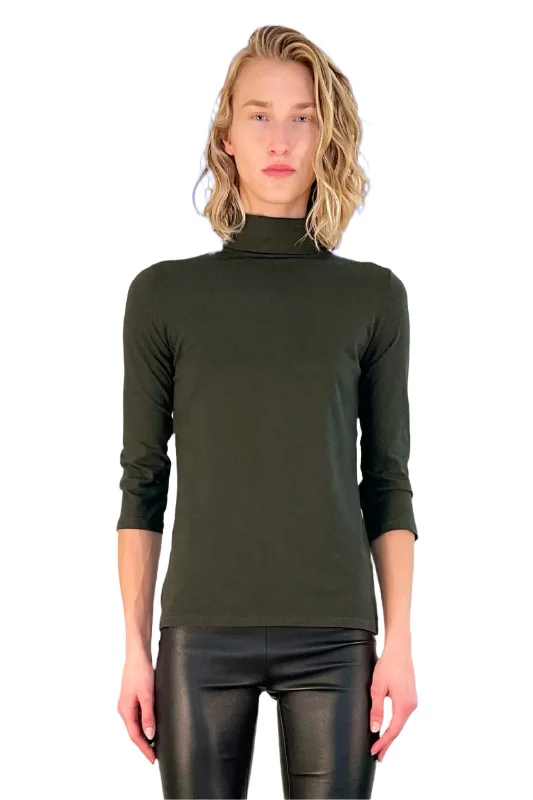 Shop The Hottest Deals 3/4 Sleeve Turtleneck - Dark Green